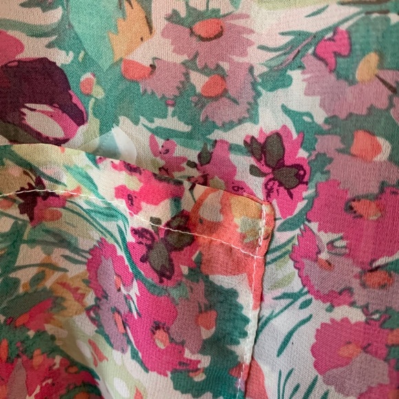 Jamie Nicole Collection 3X Floral Tie Front Tab Sleeve Button Up Shear Blouse - Picture 8 of 13